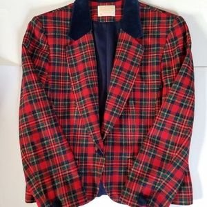 Pendleton 100% Wool Vintage Plaid Blazer Size 12